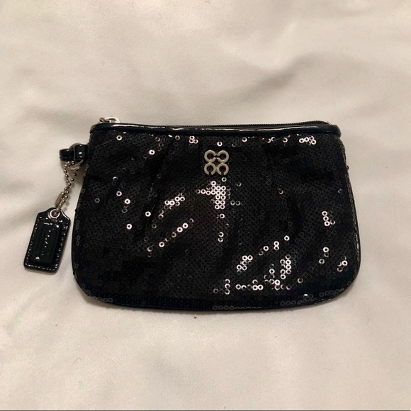 Black Sequin Coach Wristlet - Picture 2 of 2